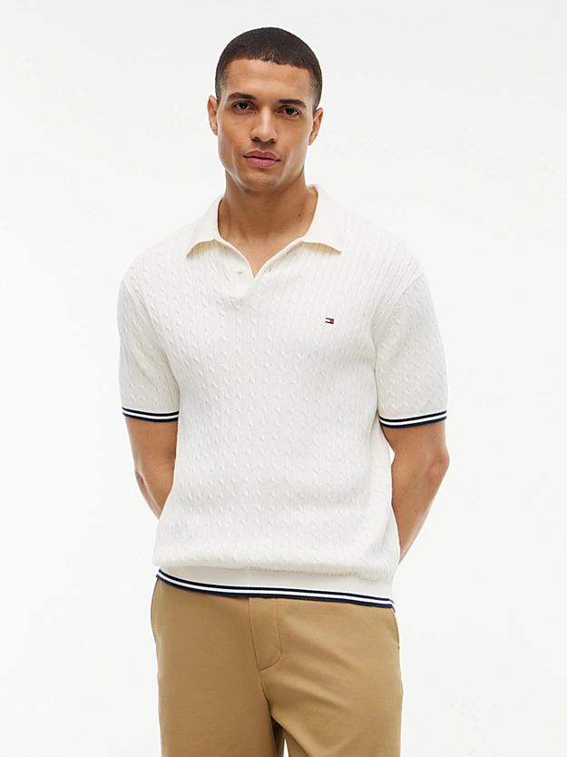 Polo  White Cable Knit Short Sleeve