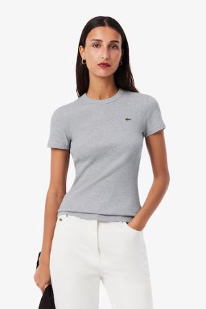 T-shirt de Algodão Canelado Slim Fit