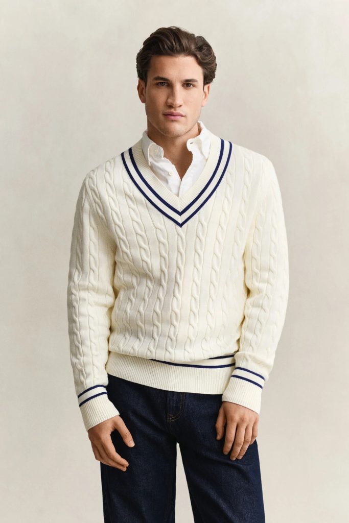 Malha Tricot Cable-Knit Gola V